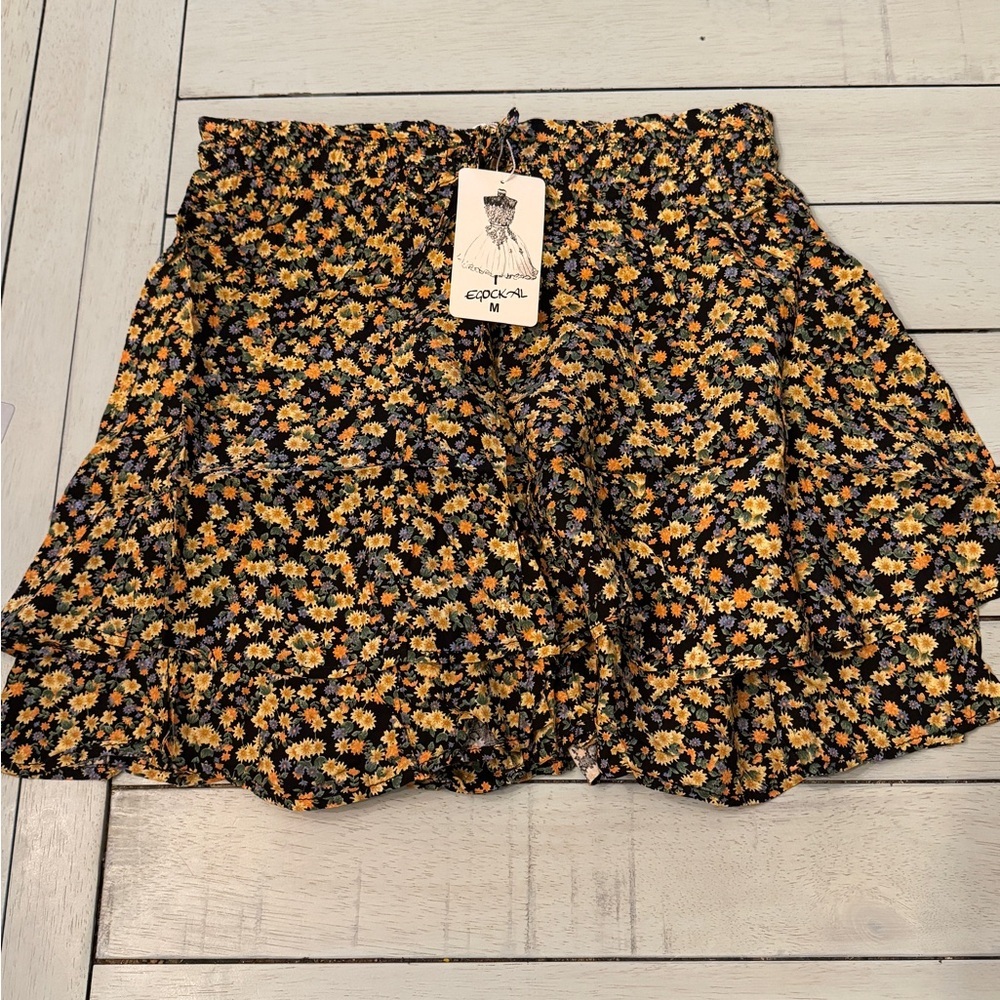 Floral Ruffle Skirt Shorts Boho Mini Skorts Skirts Sz Medium - Picture 2 of 4